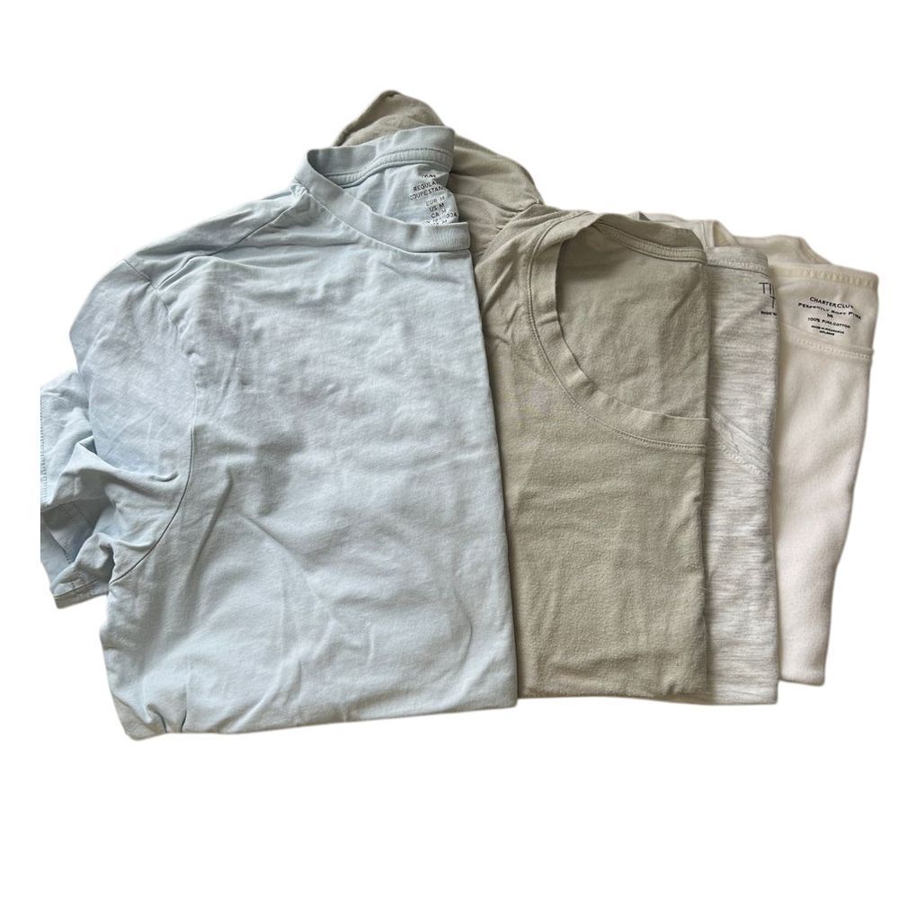 Neutral T-Shirt Bundle: Soft Cotton Tees, Casual Tops, Everyday‎ Wear, Size M